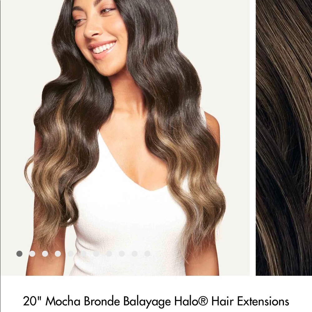 20 in LUXY halo never worn Mocha Bronde balayage 100% remy human hair
